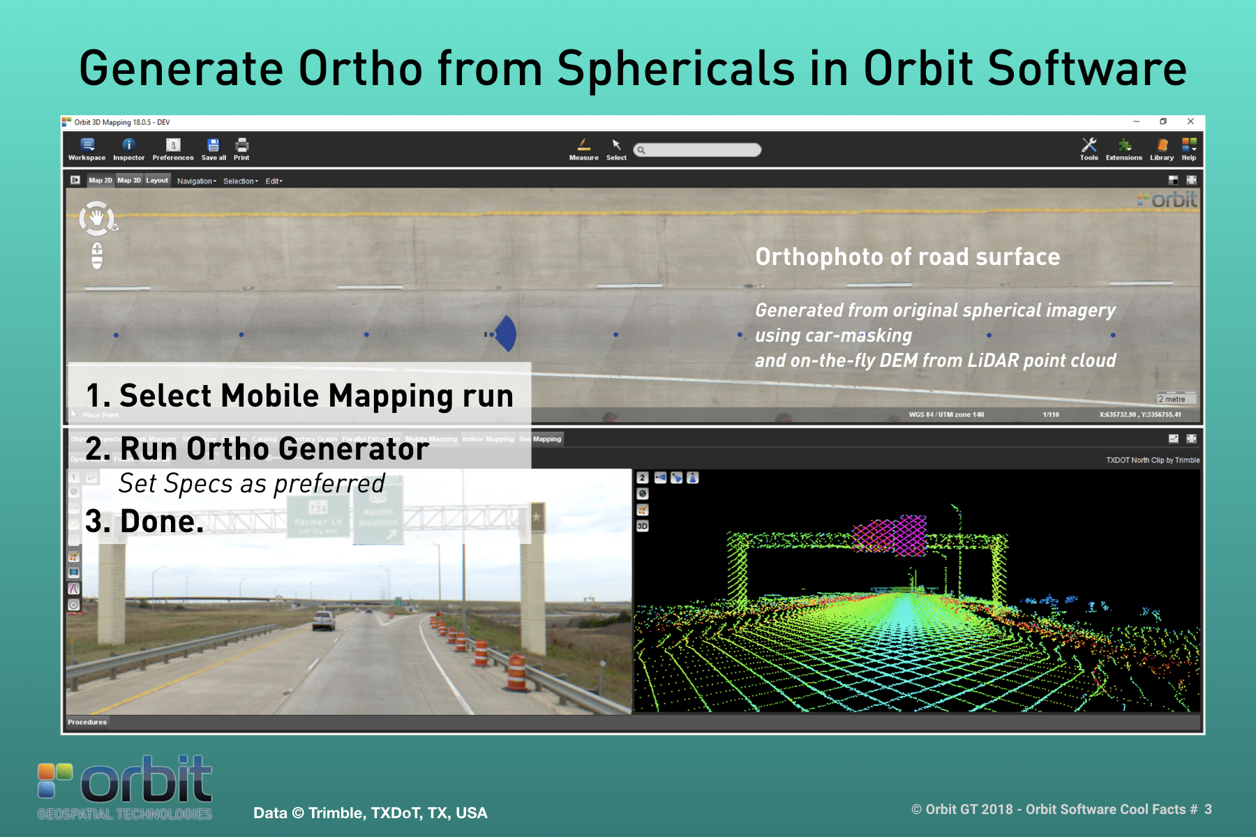 Orbit GT Generate Ortho from Sphericals